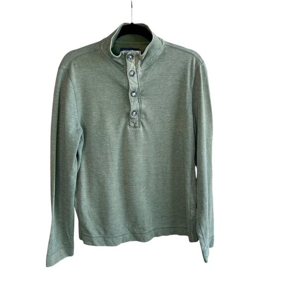 Banana Republic Green Button 1/4 Zip  Henley Polo Sweater Size Medium - Picture 1 of 9